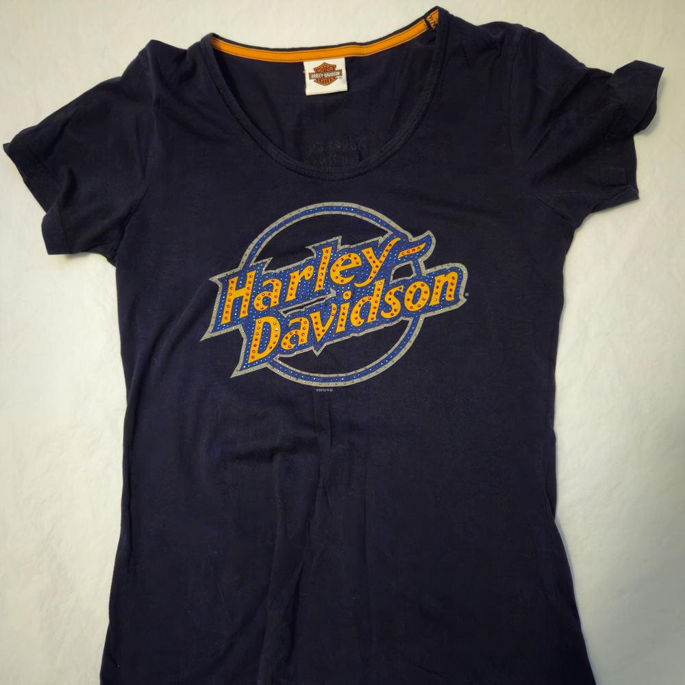 Harley-Davidson Dark Blue Tee with Orange Logo